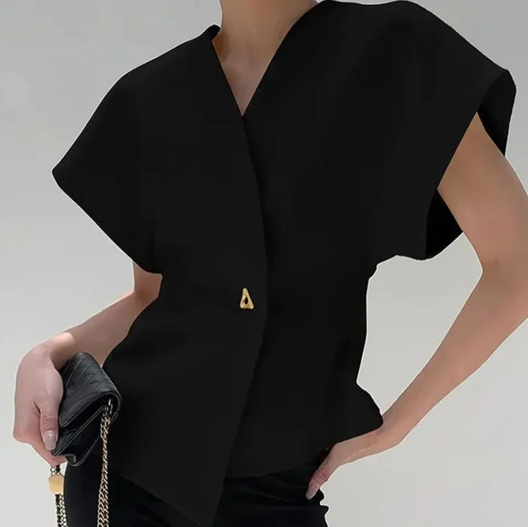 Hot selling V-neck metal decorative cardigan top on AliExpress for European and American women's clothing
