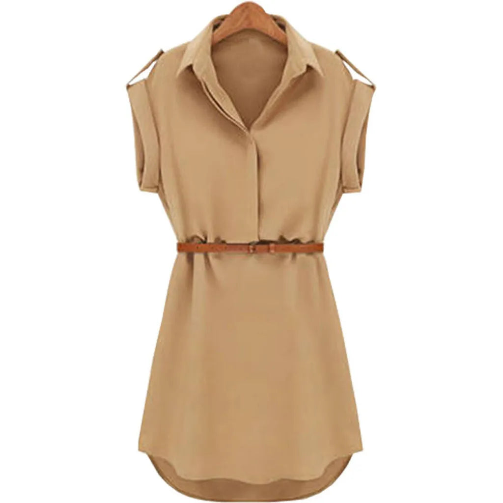 Traf Women  Casual Summer Loose Short Sleeve Dress With Belt Casual Slim Dress Ropa Mujer Juvenil فساتين مناسبة رسمية