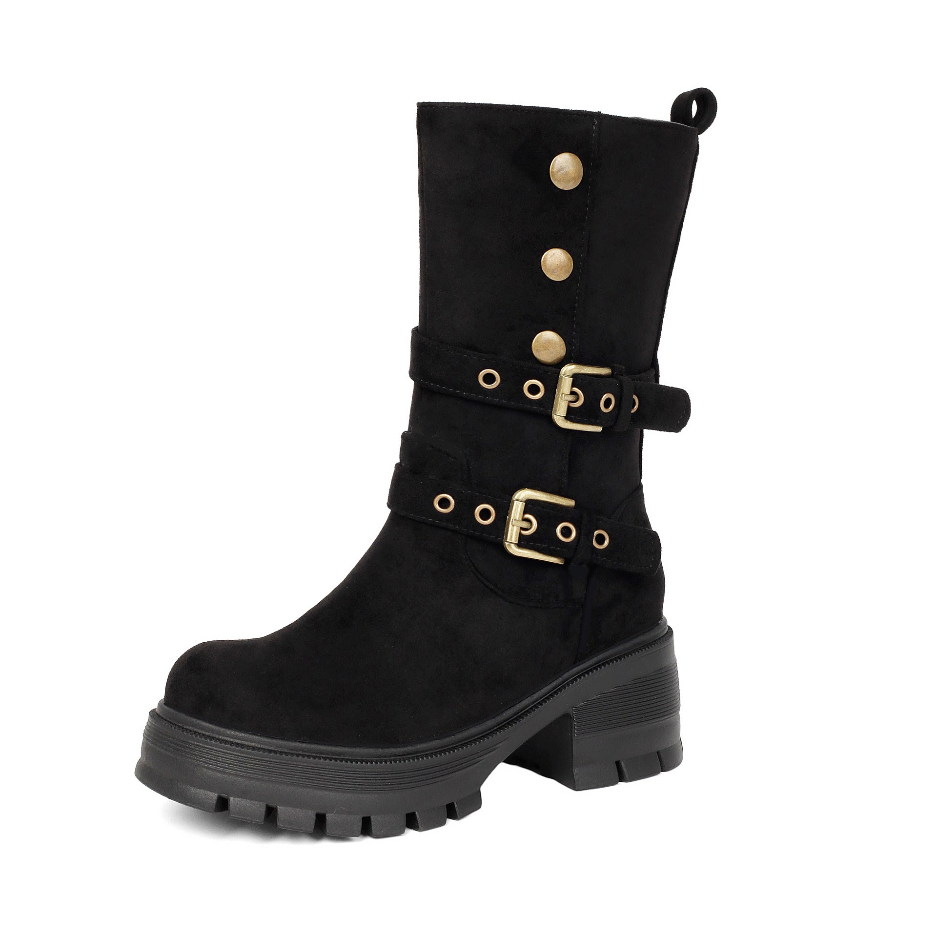 Supply Thick Sole High Heel Women's Boots  Punk Style Belt Buckle Ankle Boots