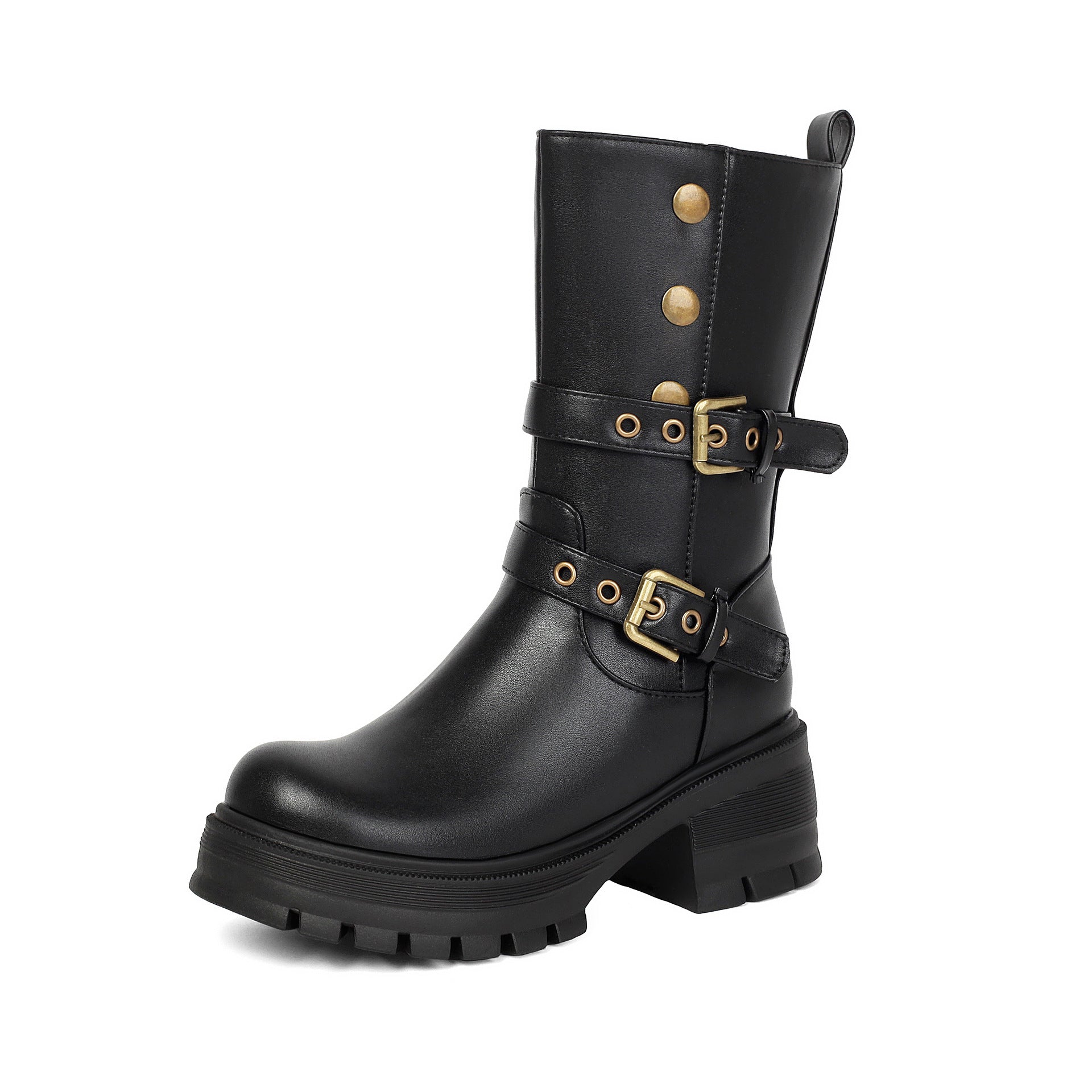 Supply Thick Sole High Heel Women's Boots  Punk Style Belt Buckle Ankle Boots