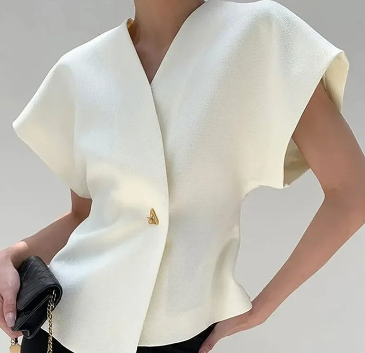 Hot selling V-neck metal decorative cardigan top on AliExpress for European and American women's clothing