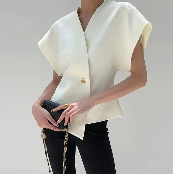 Hot selling V-neck metal decorative cardigan top on AliExpress for European and American women's clothing