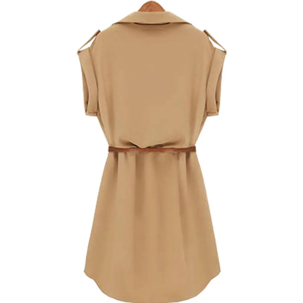 Traf Women  Casual Summer Loose Short Sleeve Dress With Belt Casual Slim Dress Ropa Mujer Juvenil فساتين مناسبة رسمية