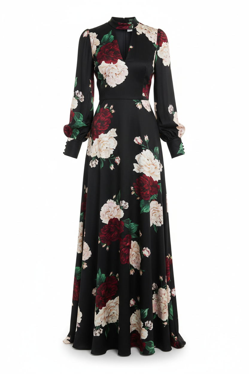 Vestido Negro con Flores
